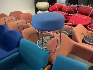 University soft seating re-upholstery before and after