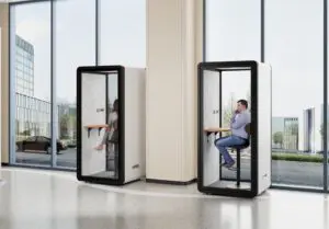 maxi mods phone booth mood shown in an open plan office