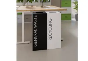 silverline bins shown in black and white options with recycling decals