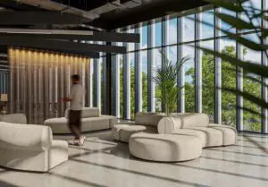 ocee four bloom is a modular, perfectly curved, sofa system